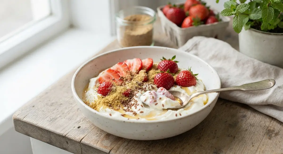 Light Cream Cheese Strawberry Flax Bowl